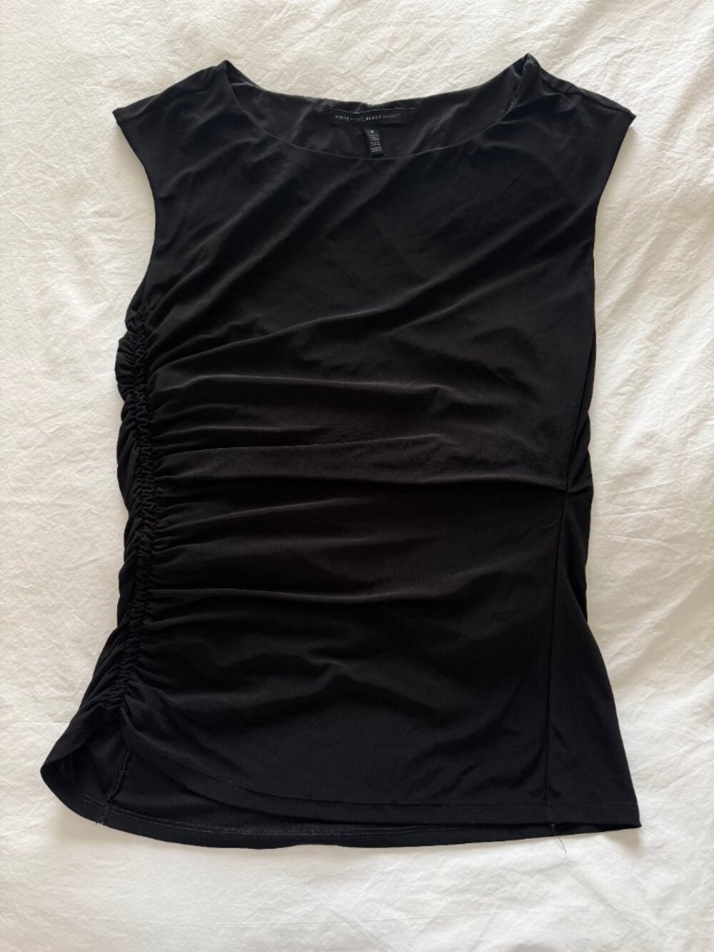 White House Black Market Black Side-Ruched Sleeveless Top — Size S